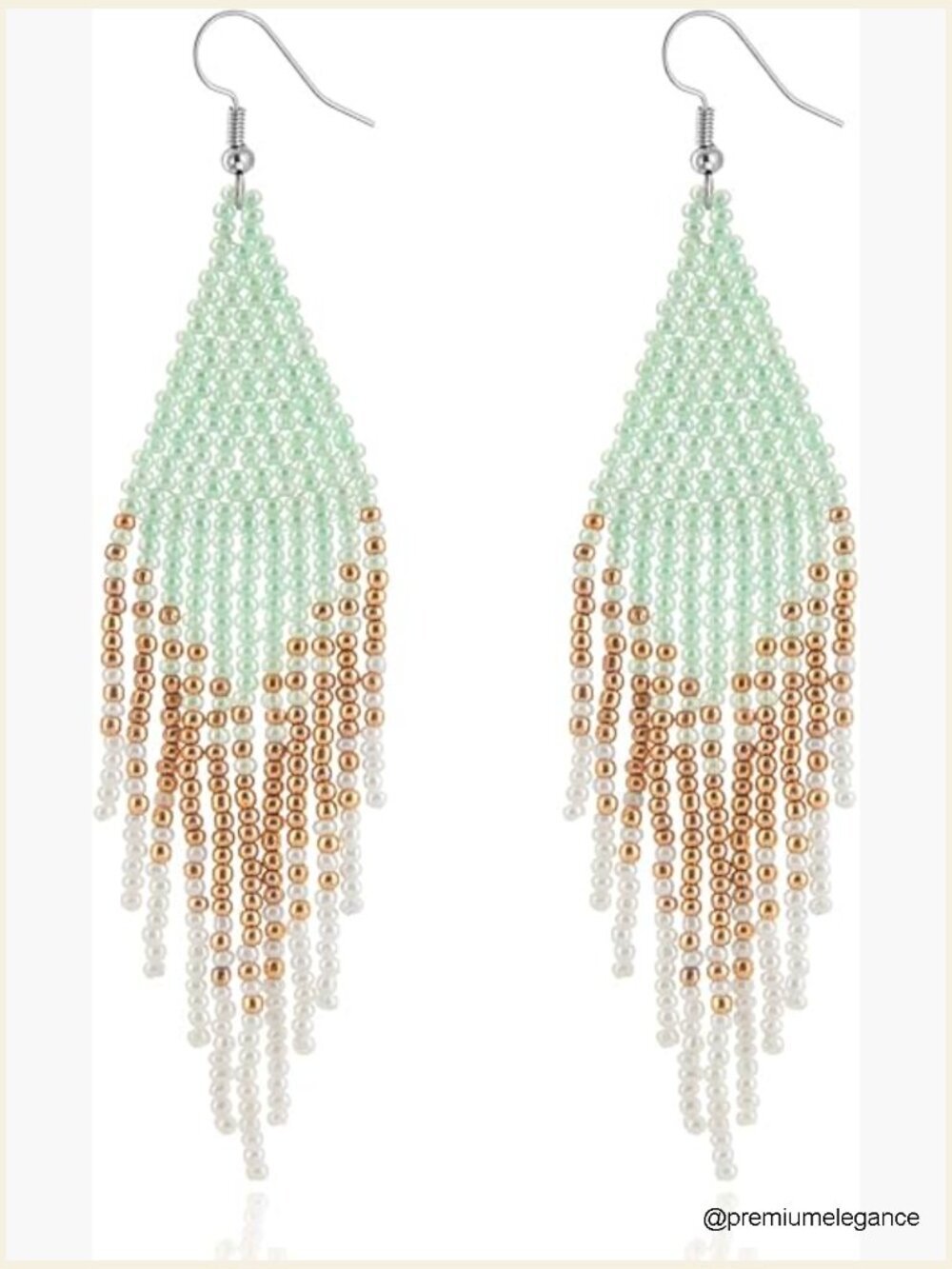 Handmade Beaded Tassel Earrings Boho Statement Drop Dangle